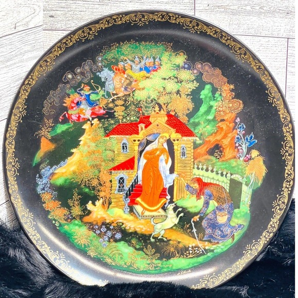 Russian Porcelain Music Box 1990 "The Princess & Elisha" Plate 1988 Numbered - Picture 10 of 16